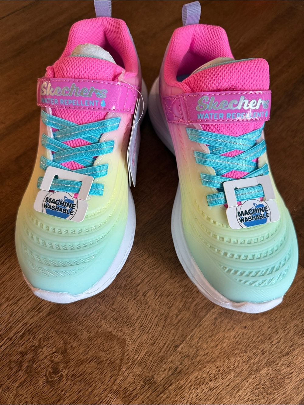Skechers Kids Water-Repellent Gradient Sneakers - Pink, Teal, Yellow